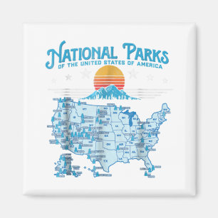 Imán Todos los Parques Nacionales de Estados Unidos Map