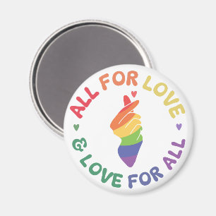 Imán Todos por el orgullo amoroso mano arcoiris LGBTQ+