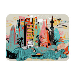 Imán Tokio dibujada mano Japón