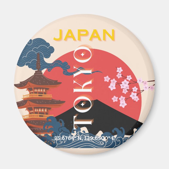 Imán Tokio Japón: Arte de viajes, arte de viajes retro (Frente)