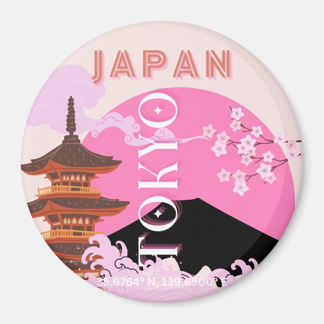 Imán Tokio Japón: Arte de viajes, arte de viajes retro, (Frente)