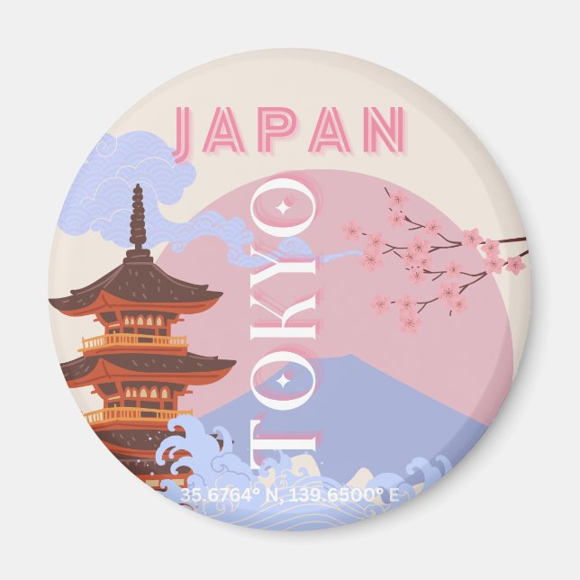 Imán Tokio Japón: Arte de viajes, arte de viajes retro, (Frente)