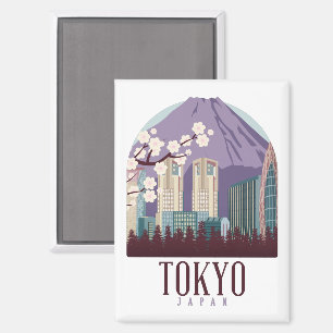 Imán Tokio Japón – Estilo de cartel de viaje vintage