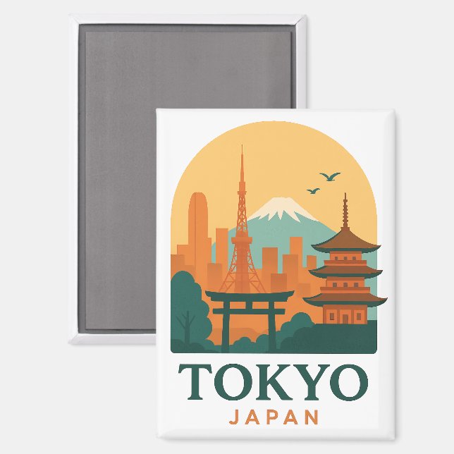 Imán Tokyo Japan Magnet – Minimalist Travel Souvenir  (Anverso/Reverso)