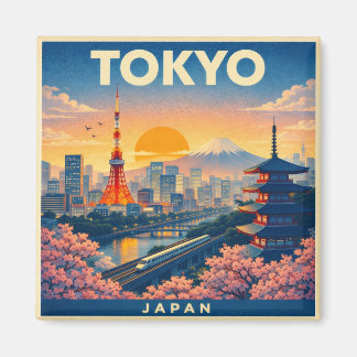 Imán Tokyo Vintage Travel Poster Magnet