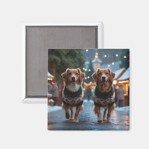 Imán Toller de Pato de Nueva Escocia Navidad Nieve Fies