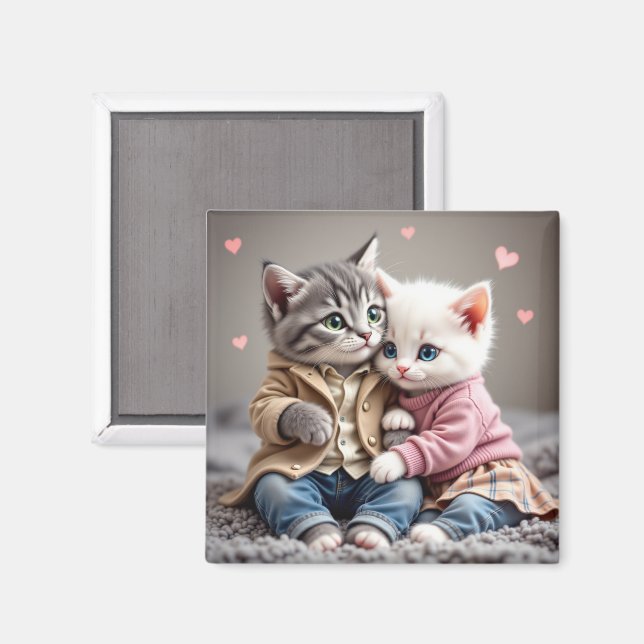 Imán Tom & Luna Valentine Magnet | Cute Cat Magnet (Anverso/Reverso)