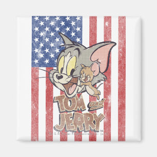 Imán Tom y Jerry con la bandera de los E.E.U.U.