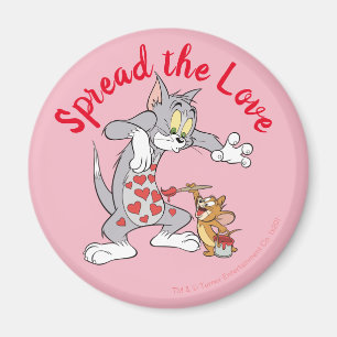 Imán Tom y Jerry pintando corazones de San Valentín