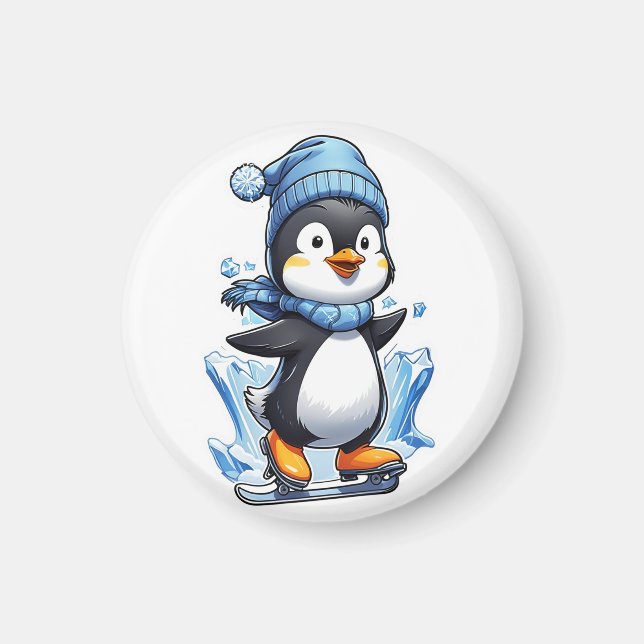 Imán Toma de hielo en penguin de invierno (Frente)