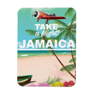 Imán ¡Toma un vuelo! Jamaica cartel retro de vacaciones
