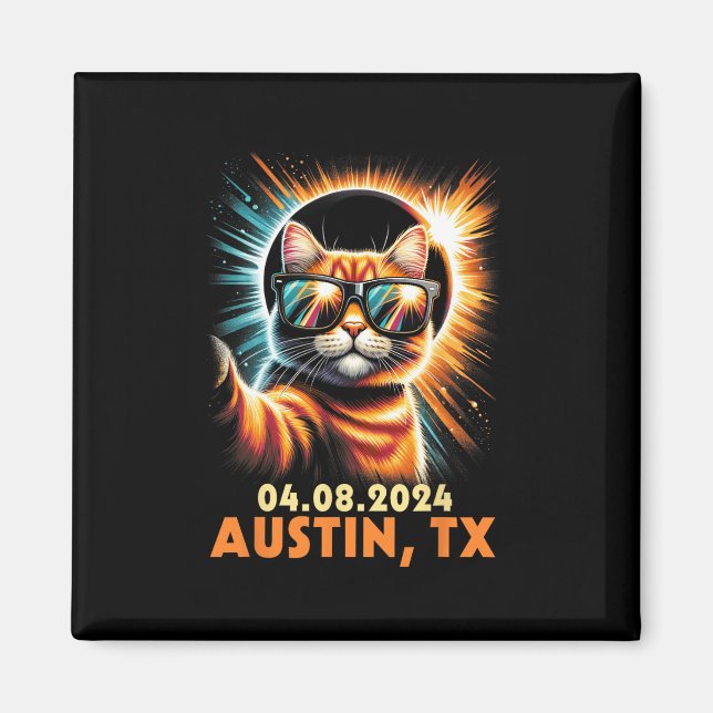 Imán Tomando Un Eclipse Solar Total Selfie 2024 Austin  (Frente)