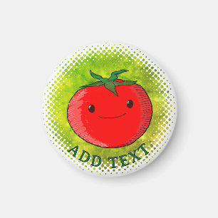 Imán Tomate de dibujos animados adorable fondo acuarela