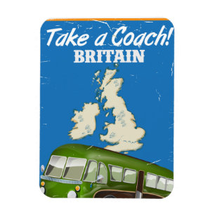 Imán Tome un cartel de viaje vintage de Coach Britain