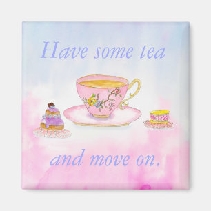 Imán Tome un té y siga adelante Watercolor Teatime