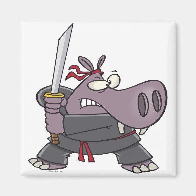 Imán tonto personalizado de ninja hippo (Frente)