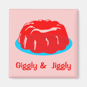 Imán Toón de historieta retro vintage "Giggly & Jiggly"