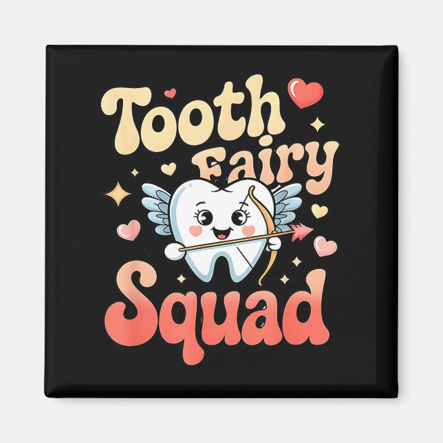 Imán Tooth Fairy Squad Cute Cud Tooth Retro Dental Humo (Frente)