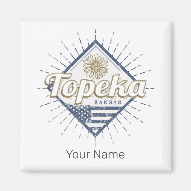 Imán Topeka City Kansas Estados Unidos Sunflower Estado (Frente)