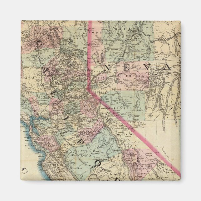 Imán Topográfico Railroad and County Map, California (Frente)