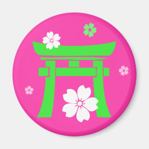 Imán Torii (verde y rosa)