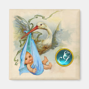 Imán TORMENTA DE LA DUCHA DE NIÑOS 2 MONOGRAM ,turquasa