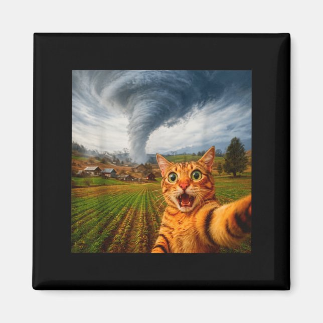 Imán Tornado de meme de selfie de gato divertido  (Frente)