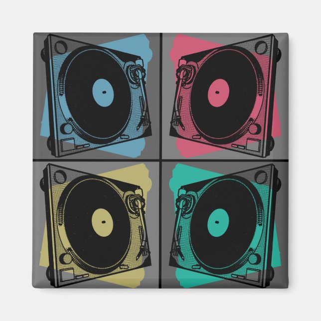 Imán Tornamesas de Arte Pop Retro (Frente)