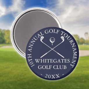 Imán Torneo de Club de Golf Azul Marino Personalizado