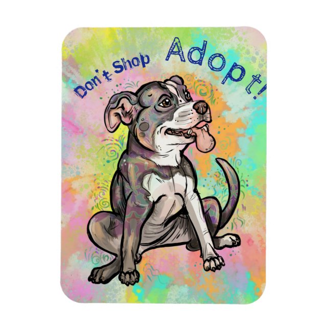 Imán Toro de pozo lindo "¡Adopta!, no compres" (Vertical)