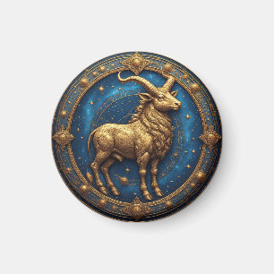 Imán Toro Tauro Dorado en Círculo Zodiacal Cósmico