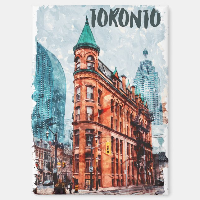 Imán Toronto Ontario Canada Travel Watercolor (Anverso)