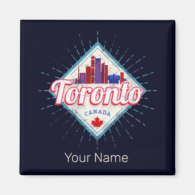 Imán Toronto Skyline Ontario Retro Canada Vintage (Frente)