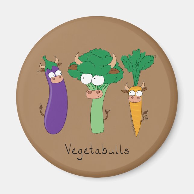 Imán Toros de verduras Personalizado de niños adorables (Frente)