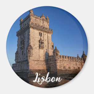 Imán Torre Belem al atardecer en Lisboa, Portugal