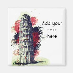 Imán Torre de Pisa Viaje con inclinación de texto perso