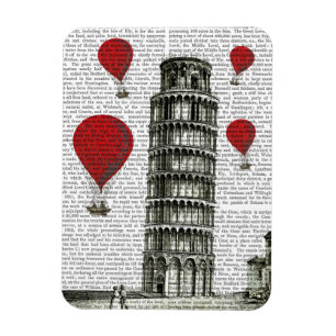 Imán Torre de Pisa y globos de aire caliente rojo