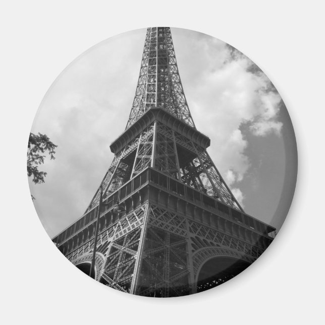Imán Torre Eiffel Blanca y Negra en París (Frente)