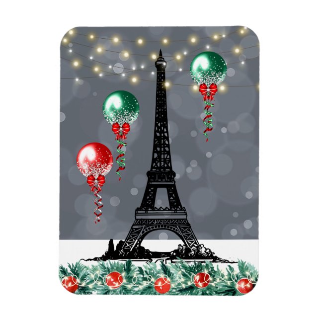 Imán Torre Eiffel de Invierno, globos Navidades por noc (Vertical)