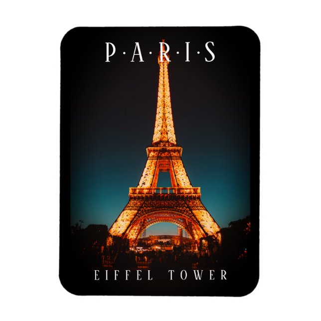 Imán Torre Eiffel De Noche, París, Negro (Vertical)