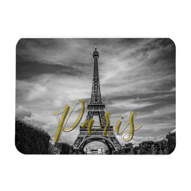 Imán Torre Eiffel en blanco y negro París Francia (Horizontal)