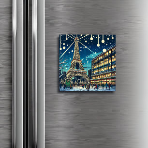 Imán Torre Eiffel en París, Francia en tiempo de Navida