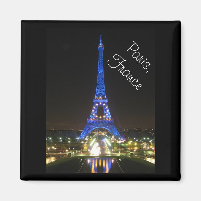 Imán Torre Eiffel escénica de noche (Frente)