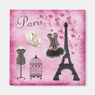 Imán Torre Eiffel negra rosada elegante de la moda de