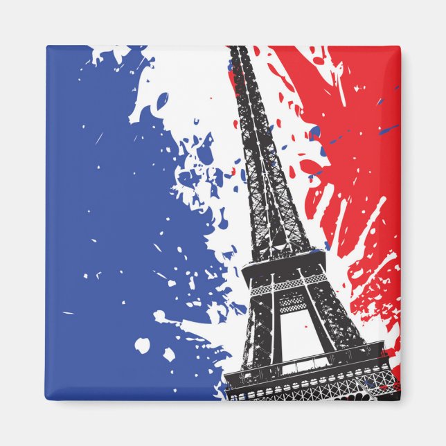 Imán Torre Eiffel | París, Francia | Bandera ondulada (Frente)