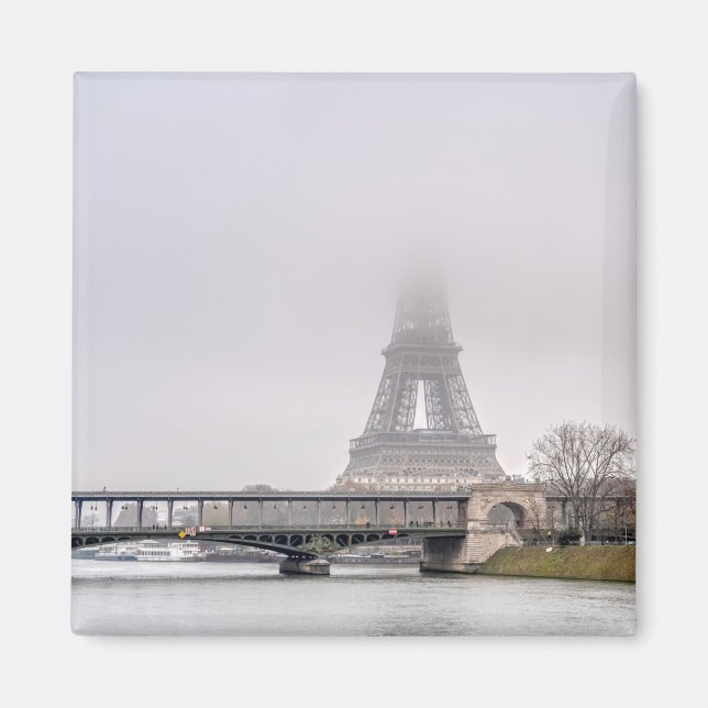 Imán Torre Eiffel y puente Bir-hakeim en un día de brum (Frente)
