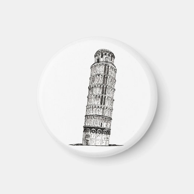 Imán Torre inclinada de Pisa, famoso monumento en Itali (Frente)