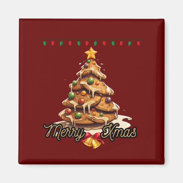 Imán ¡Torta de árbol de Navidad, feliz Navidad! (Frente)