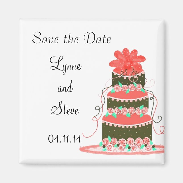 Imán Torta de Boda Save the Date (Frente)