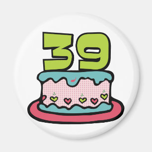 Imán Torta de cumpleaños de 39 años